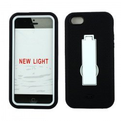 iPhone 5C Armor Hybrid Case with Stand (Black - White)